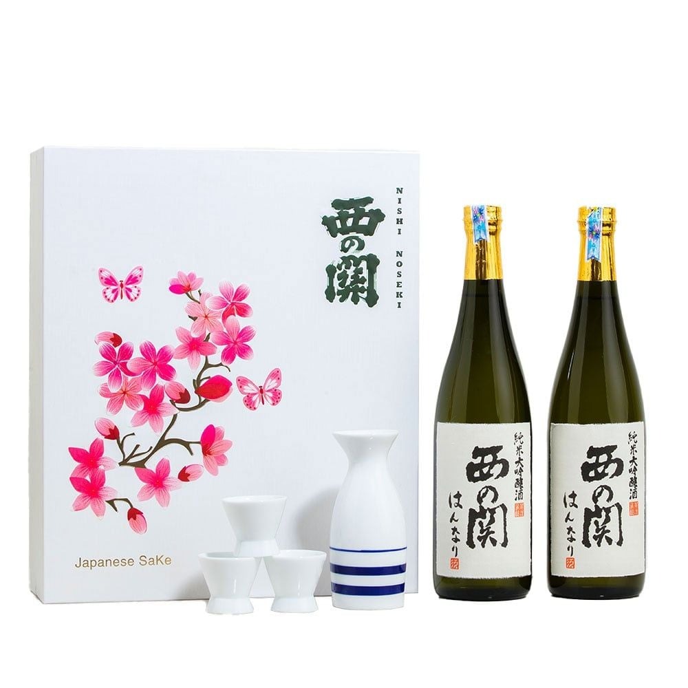 Hộp quà tết rượu Nhật Anh Đào Sake Nishino Seki Hannary