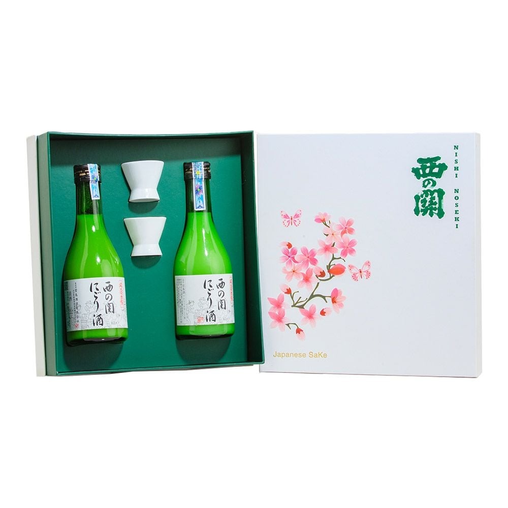 Hộp Quà Rượu Nhật Anh Đào Sake Nishino Seki Nigori 300ml
