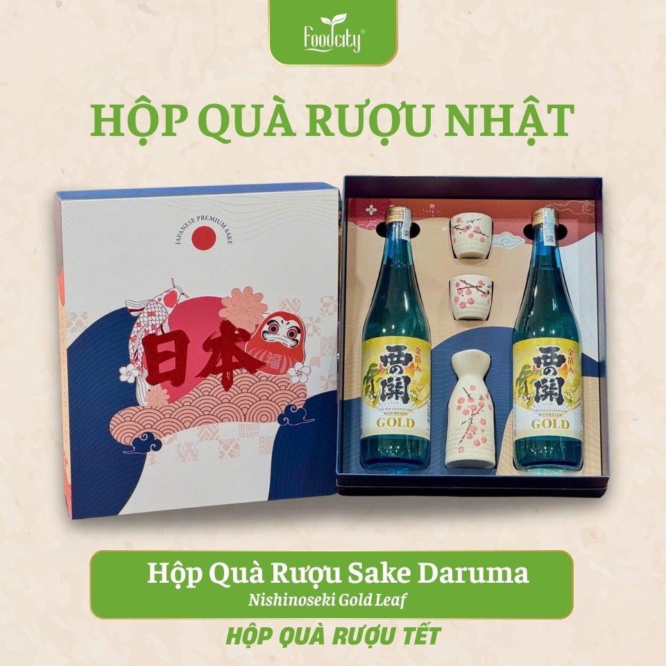Hộp Quà Rượu Sake Daruma Nishinoseki Gold Leaf 720ml