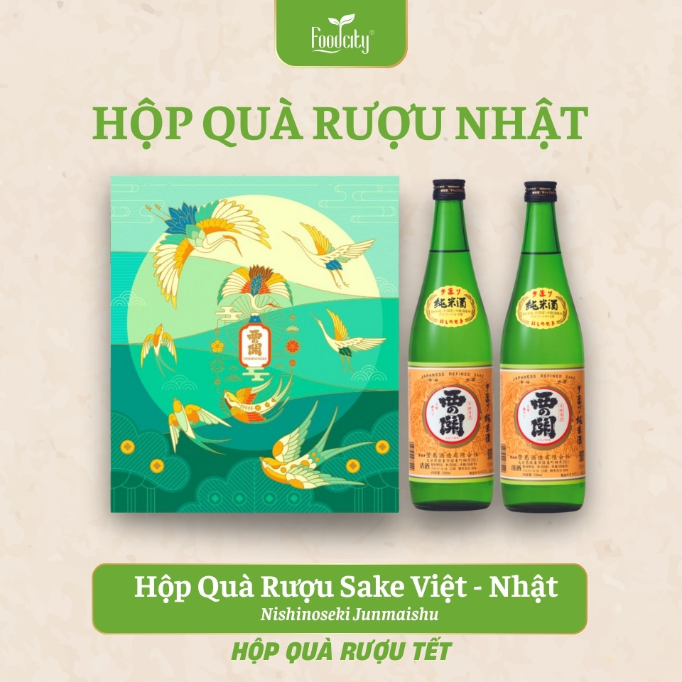 Hộp quà tết Việt Nhật - Rượu Sake Nishino Seki Junmaishu