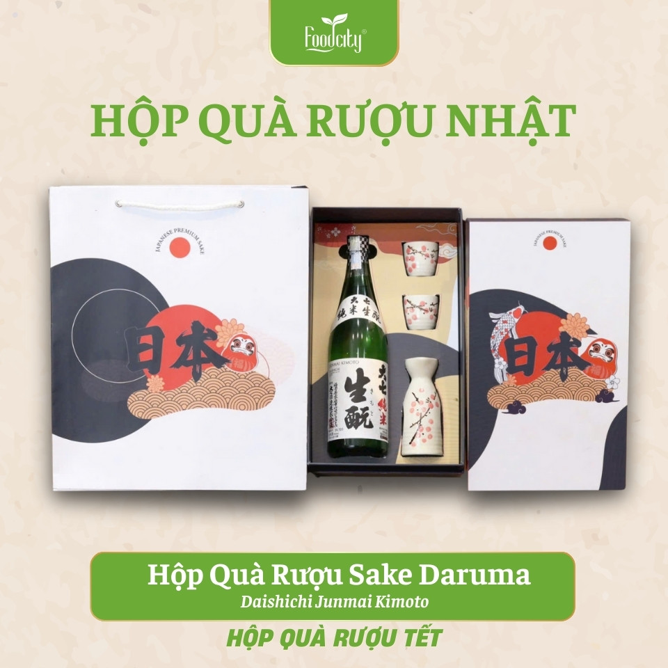 Hộp Quà Rượu Sake Daruma đơn Daishichi Junmai Kimoto 720ml