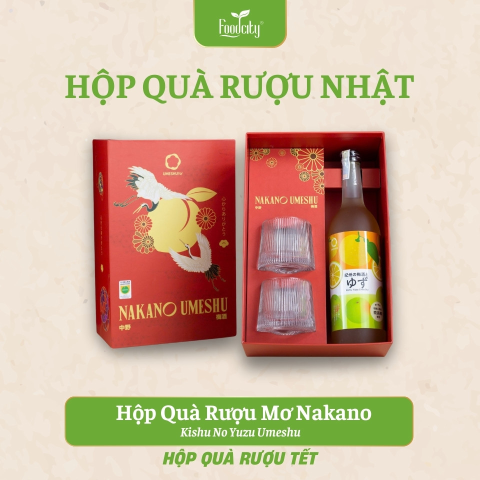 Hộp quà Nakano rượu mơ vị chanh Yuzu Kishu No Yuzu Umeshu 720ml