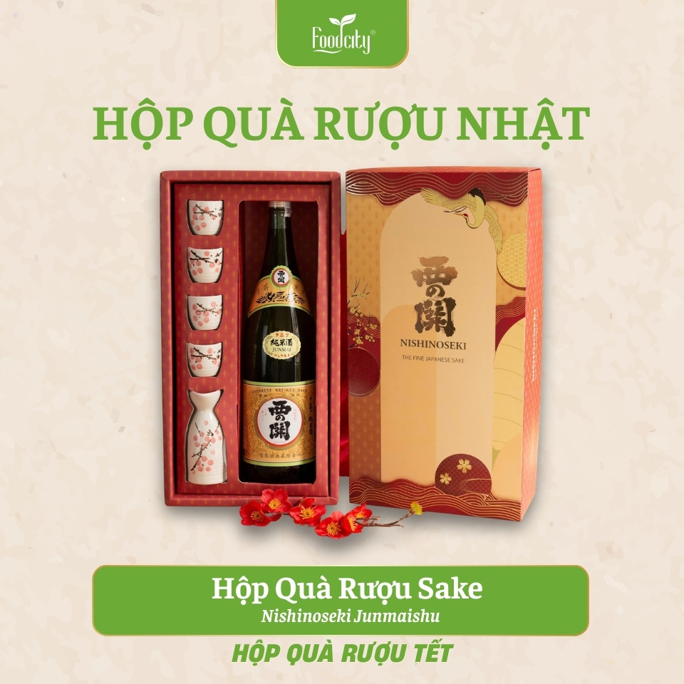 Hộp quà rượu sake Nishinoseki Junmaishu 1800ml