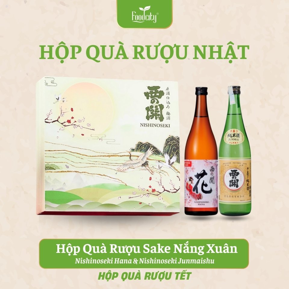 Hộp Quà Rượu Sake Nắng Xuân Nishinoseki Hana và Junmaishu 720ml