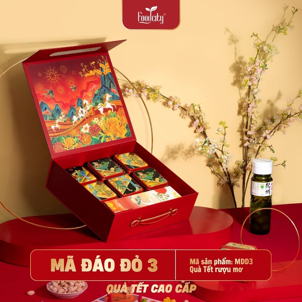 Hộp quà Tết Cao Cấp 2027 Mã Đáo 03 phiên bản đỏ