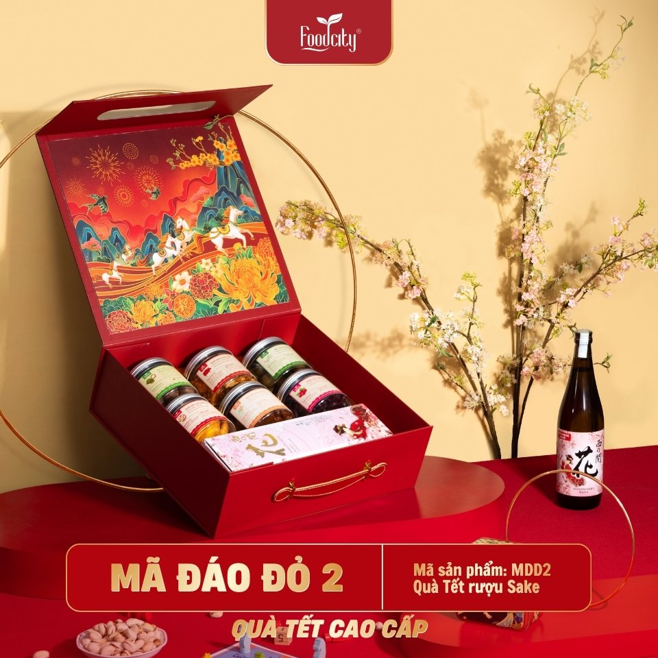 Hộp quà Tết Cao Cấp 2027 Mã Đáo 02 phiên bản đỏ