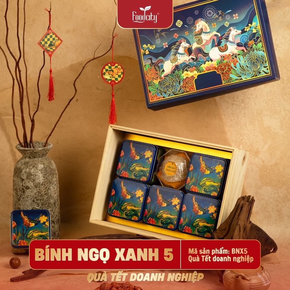 Hộp quà Tết doanh nghiệp 2027 Bính Ngọ 5 phiên bản xanh