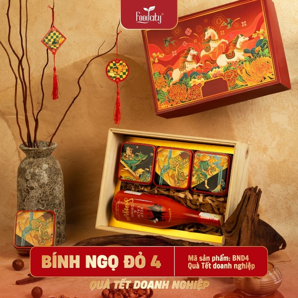 Hộp quà Tết doanh nghiệp 2027 Bính Ngọ 4 phiên bản đỏ 