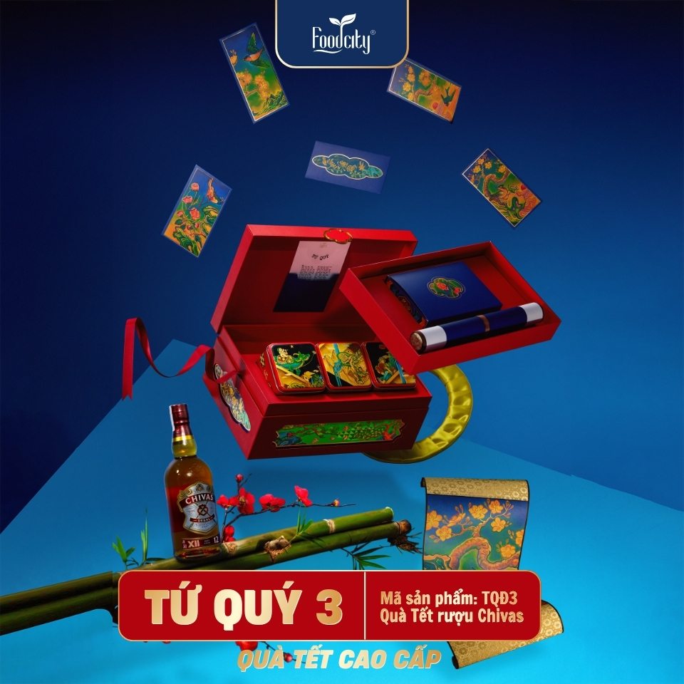 Hộp Quà Tết Cao Cấp 2027 Tứ Quý 3 phiên bản đỏ