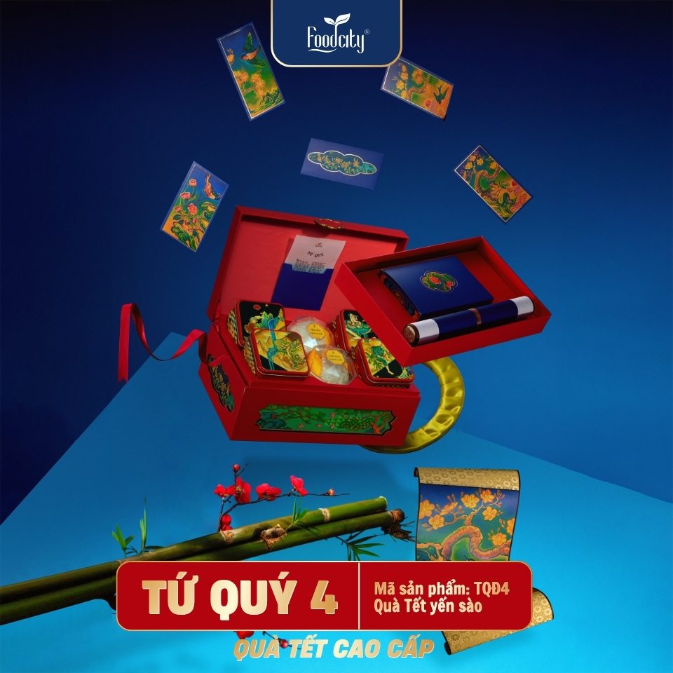 Hộp Quà Tết Cao Cấp 2027 Tứ Quý 4 phiên bản đỏ