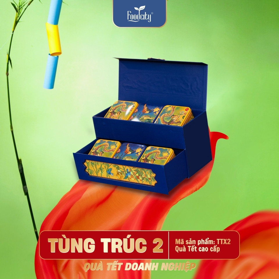 Hộp Quà Tết Doanh Nghiệp 2027 Tùng Trúc 2 phiên bản xanh