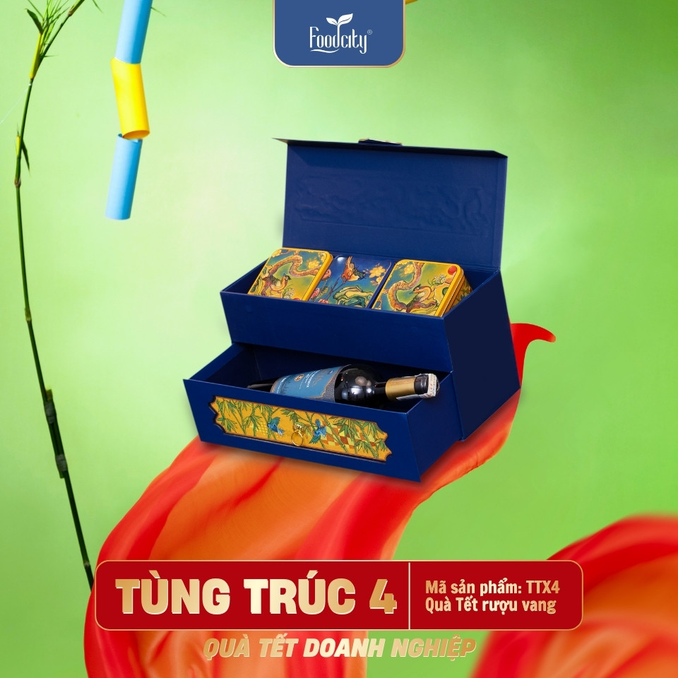 Hộp Quà Tết Doanh Nghiệp 2027 Tùng Trúc 4 phiên bản xanh
