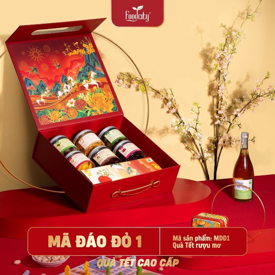 Hộp quà Tết Cao Cấp 2027 Mã Đáo 01 phiên bản đỏ