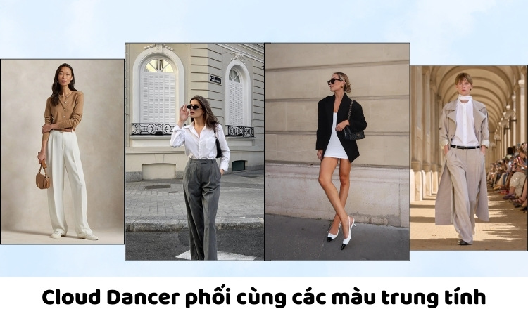 Màu trắng Cloud Dancer kết hợp với các màu trung tính
