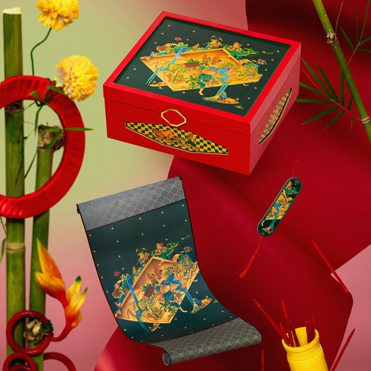 Hộp quà Tết truyền thống Tứ Bình đỏ