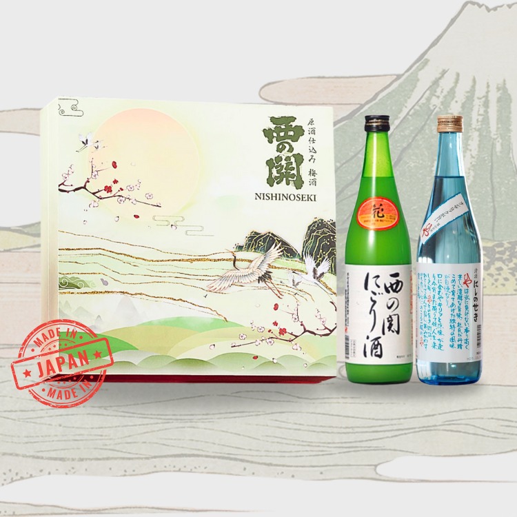 Hộp quà rượu sake Nắng Xuân Nishinoseki Hiya và Nigori