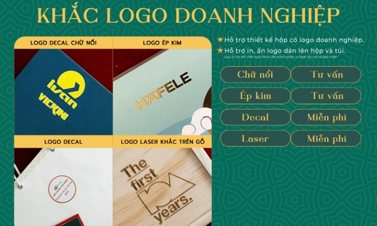 Dịch vụ in logo doanh nghiệp lên hộp quà Tết