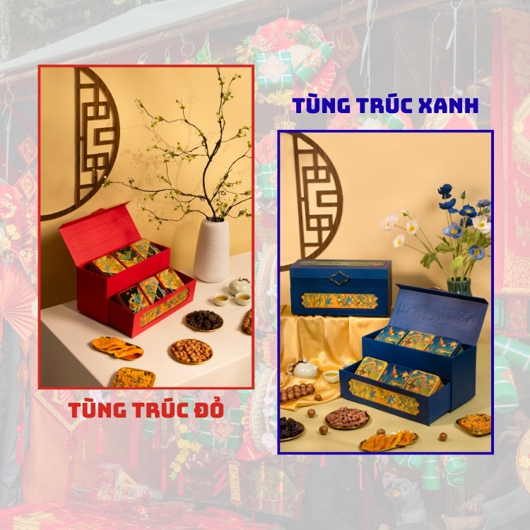 Hộp quà Tết doanh nghiệp Tùng Trúc Đỏ - Xanh