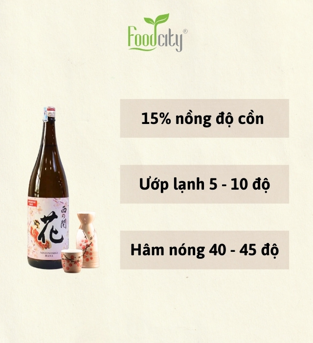 Hương vị dễ uống của rượu sake Nishinoseki Hana