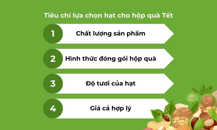 4 tiêu chí lựa chọn hạt cho hộp quà Tết năm 2025