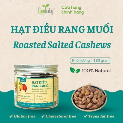 Hạt điều rang muối vỏ lụa (180gr)