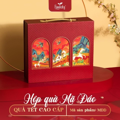 Hộp quà Tết Cao Cấp 2027 Mã Đáo phiên bản đỏ 