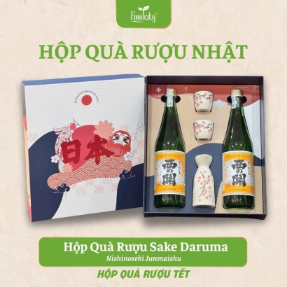 Hộp Quà Rượu Sake Daruma Nishinoseki Junmai 720ml