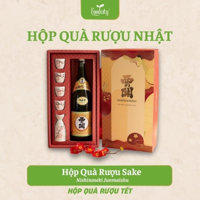 Hộp quà rượu sake Nishinoseki Junmaishu 1800ml
