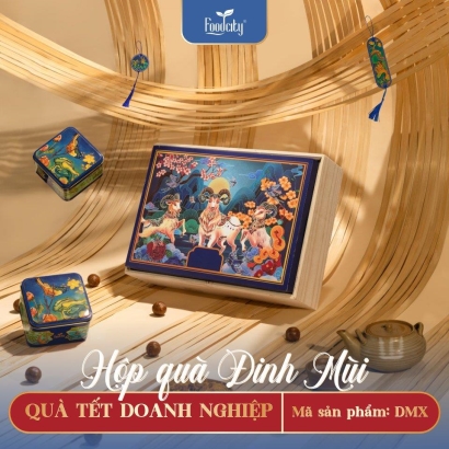 Hộp quà Tết doanh nghiệp 2027 Đinh Mùi phiên bản xanh