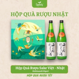 Hộp quà tết Việt Nhật Sake Nishinoseki Nigori Zake