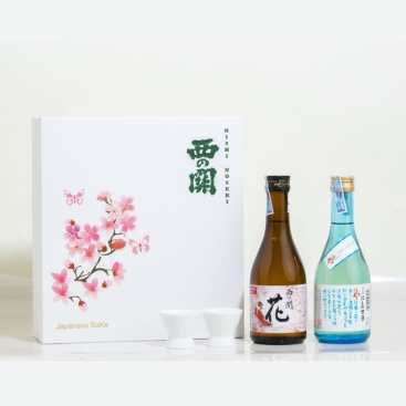 Hộp quà Hoa Anh Đào rượu sake Nishi no Seki Hana và Hiya 300ml