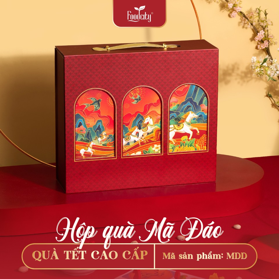 Hộp quà Tết Cao Cấp 2027 Mã Đáo phiên bản đỏ 